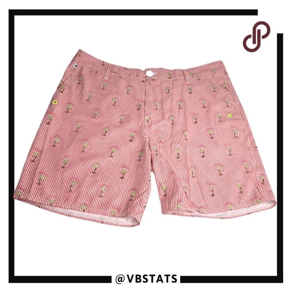 Sperry Topsider Men's Striped‎ Palm Flat Front Stretch Casual Shorts Red Size 36